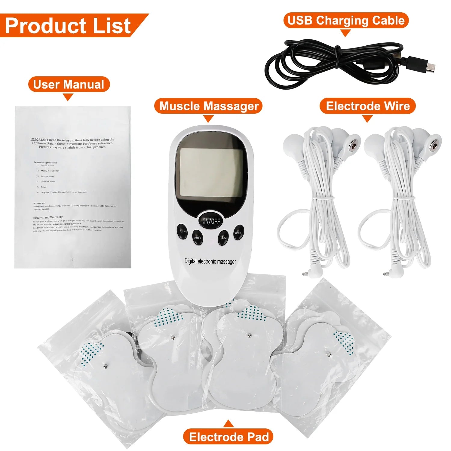 PulseRelief Pro™ — Dual-Channel EMS/TENS Muscle Stimulator, 8 Electrode Pads